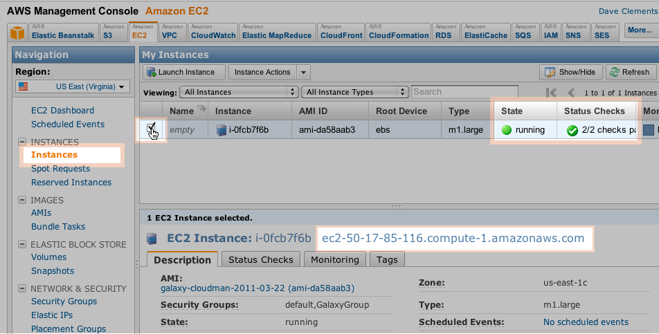 AWS EC2 instances list; click to enlarge