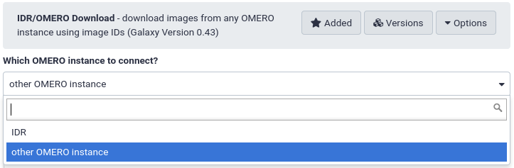 OMERO dropdown