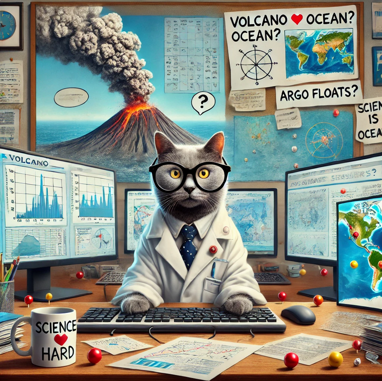 Representation of a cat scientist during the Hacakthon