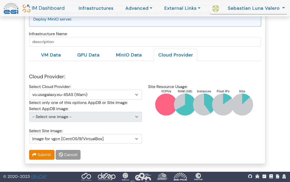 Select cloud provider in IM.