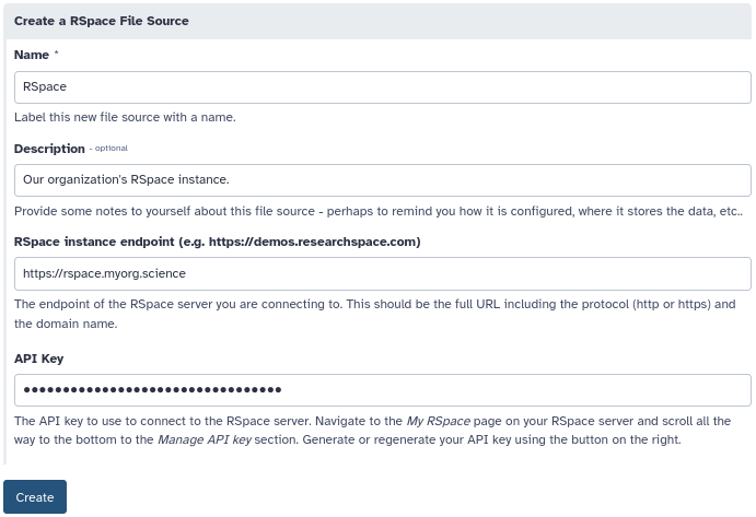 RSpace repository setup on Galaxy