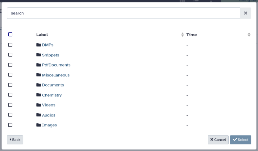 RSpace's Gallery categories listed by Galaxy