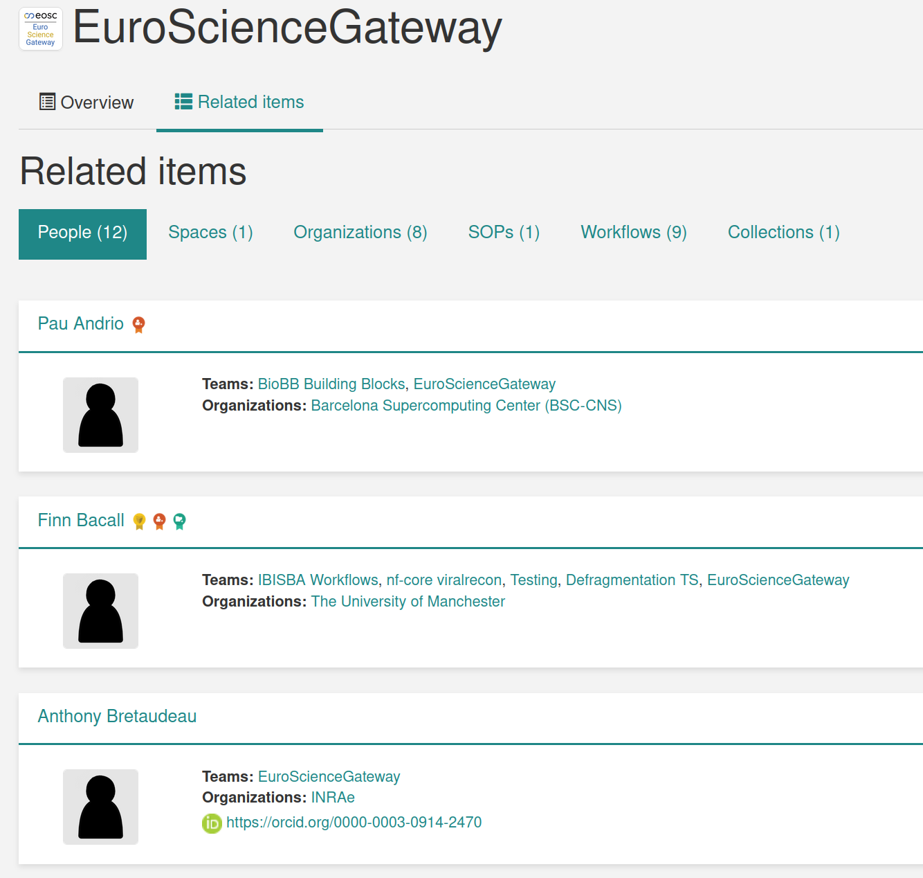 WorkflowHub screenshot: EuroScienceGateway