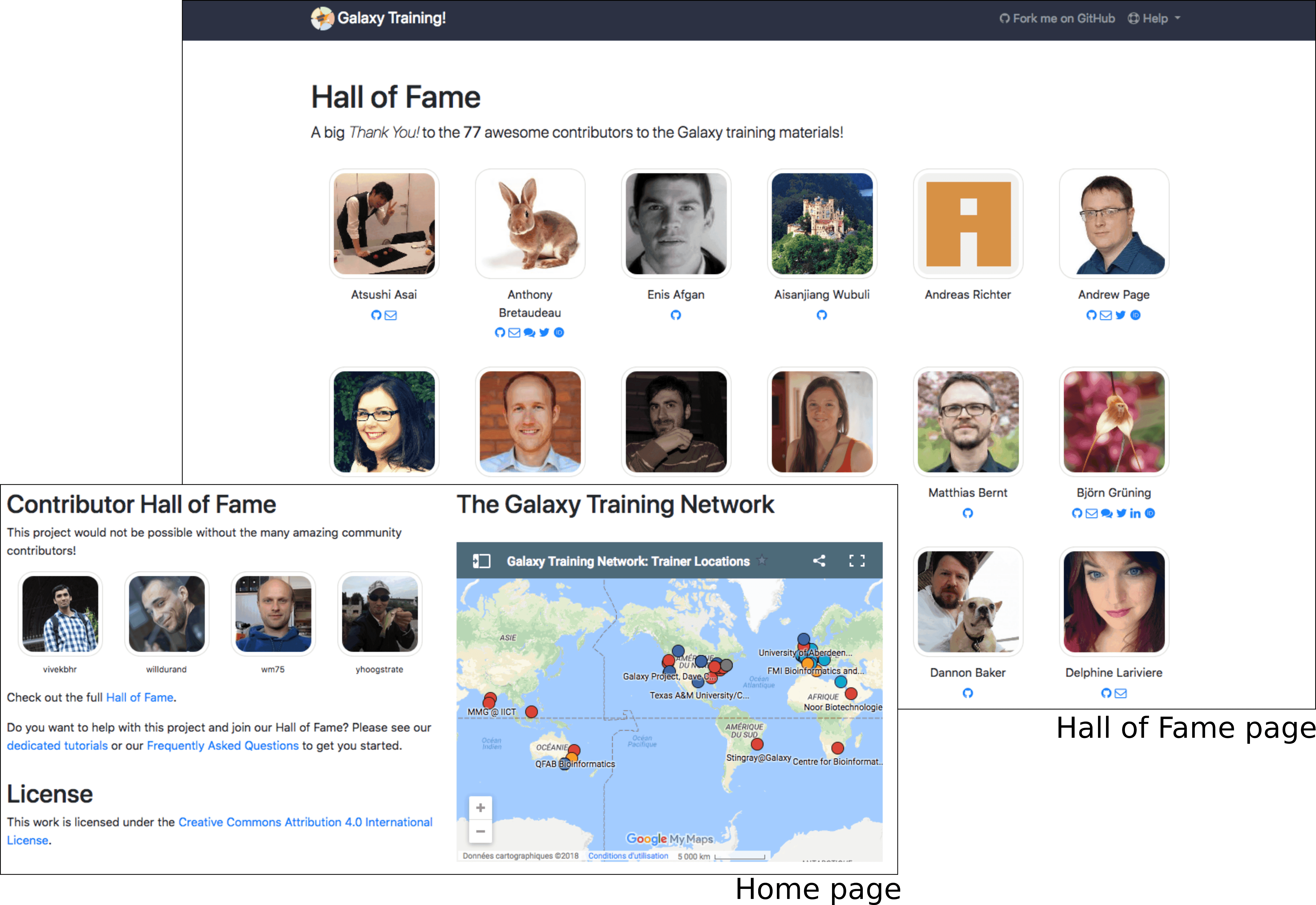 Hall of Fame page and slide show on homepage