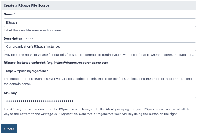 RSpace repository setup on Galaxy