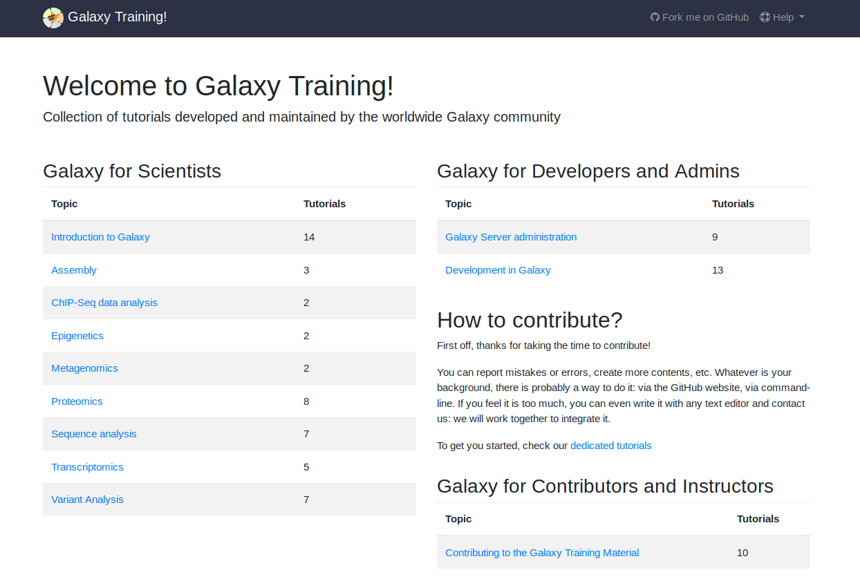 Galaxy training materials page