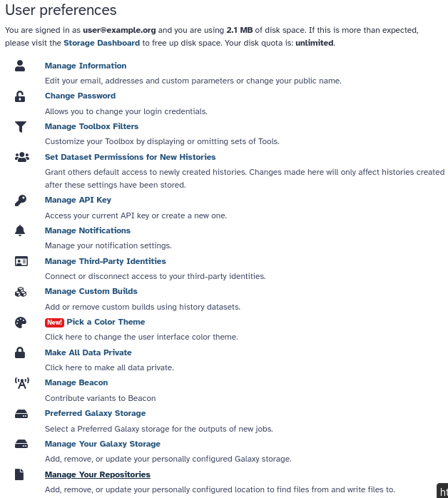 User preferences